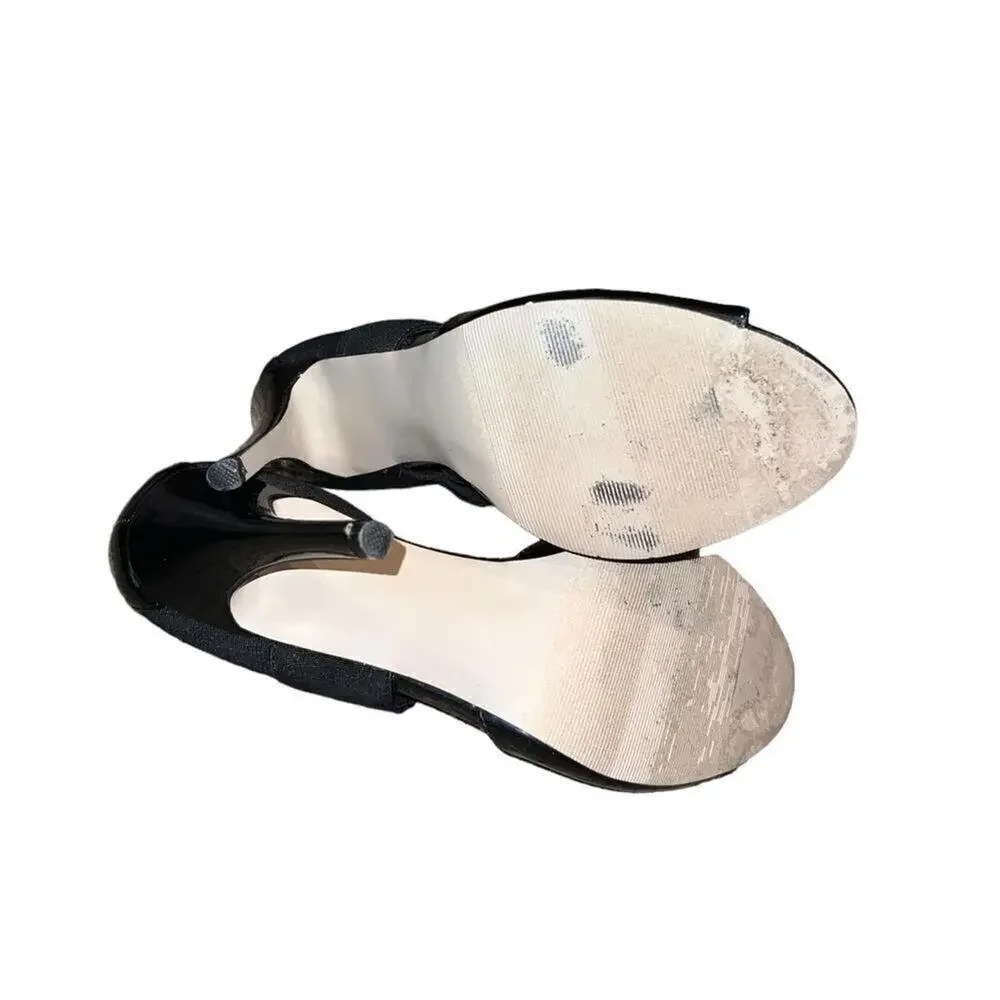 Madden Girl‎ Dillan faux patent leather and fabric heels women’s size 8M